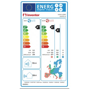 Inventor Leon LHUVI-12WFI/LHUVO-12 Κλιματιστικό Inverter 12000 BTU A+++/A+++ με Ιονιστή και Wi-Fi